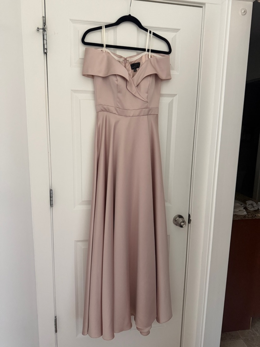 Off-Shoulder Blush Pink Formal Maxi Dress
